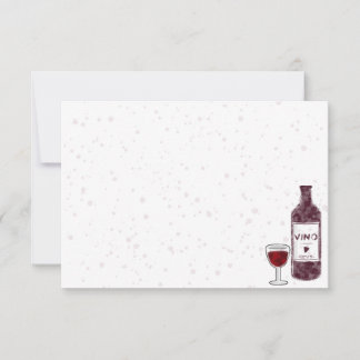 Tarjeta Pequeña Amante del vino en acuarela en blanco