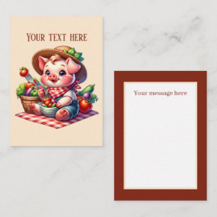 Tarjeta Pequeña Amantes de cerdo de jardinería lindo añaden texto