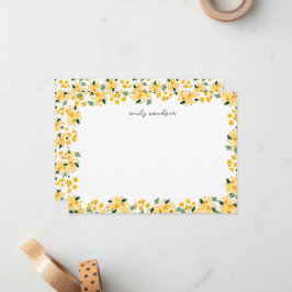 Tarjeta Pequeña Amarillo acuarela Floral Jardín personalizado