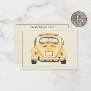 Tarjeta Pequeña Amarillo Clásico Antiguo Coche Bug Buggy Personali