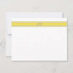 Tarjeta Pequeña Amarillo Gris Monograma Personalizado Iniciales de