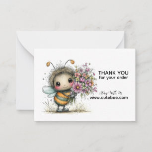Tarjeta Pequeña Amiga Abeja Flor Gracias