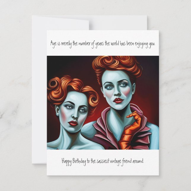 Tarjeta Pequeña Amigo de Birday Vintage divertido (Anverso)