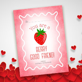 Tarjeta Pequeña Amigo Muy Bueno Fresa Aula Día de San Valentín