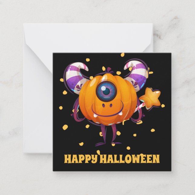 Tarjeta Pequeña Amigos de clase monstruo de personalizado de Hallo (Anverso)