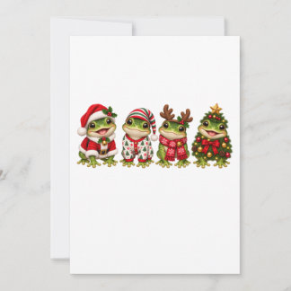 Tarjeta Pequeña Amigos de vacaciones de rana de Navidad