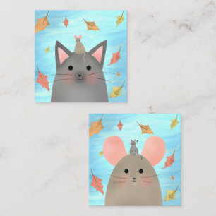 Tarjeta Pequeña Amigos del gato y el ratón del otoño