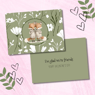 Tarjeta Pequeña Amistad de Zorros Lindos Día de San Valentín