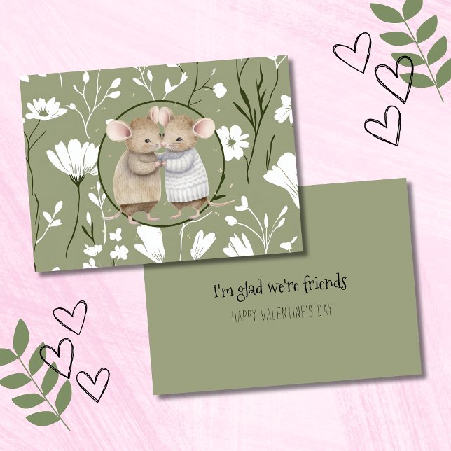 Tarjeta Pequeña Amistosos Ratones Acogedores Día de San Valentín (Subido por el creador)