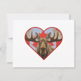 Tarjeta Pequeña Amo Canadá - Orgulloso alce canadiense y hoja de a