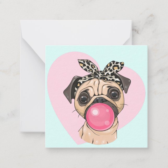 Tarjeta Pequeña Amor de Pug (Anverso)