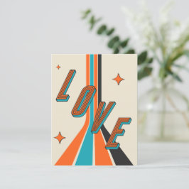 Tarjeta Pequeña Amor Geométrico Retro de Mitad de Siglo San Valent