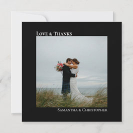 Tarjeta Pequeña Amor Gracias Boda Mínimo Negro Foto Gracias