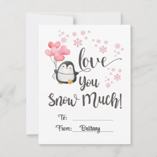 Tarjeta Pequeña Amor - Niños Pingüino Personalizado del Día de San