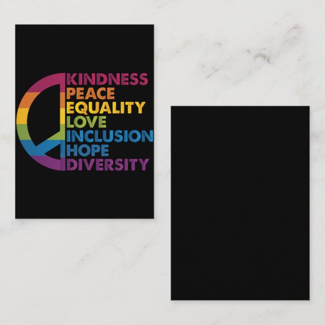 Tarjeta Pequeña Amor por la Paz Igualdad Inclusión Esperanza Diver (Anverso / Reverso)