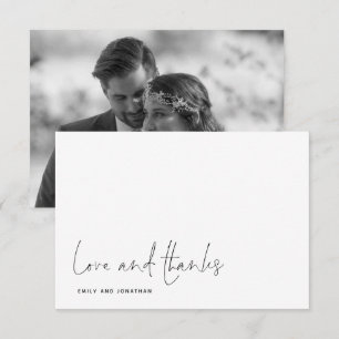Tarjeta Pequeña Amor Simple Gracias Script Photo Boda Gracias