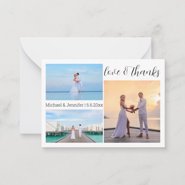 Tarjeta Pequeña amor y gracias 3 fotos presupuesto gracias (Anverso)