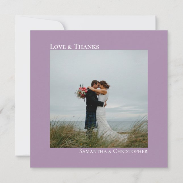 Tarjeta Pequeña Amor y gracias Boda de Lavanda Minimal (Anverso)