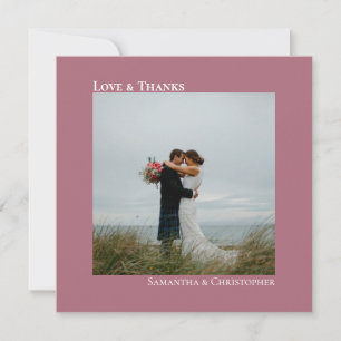 Tarjeta Pequeña Amor y gracias Boda Minimal Dusty Rosa foto