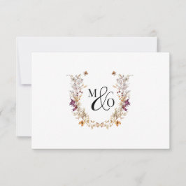 Tarjeta Pequeña Ampersand Monogram Boda Wildflower