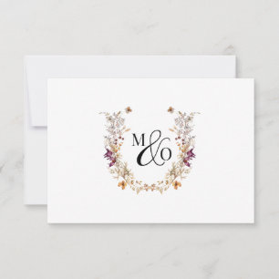 Tarjeta Pequeña Ampersand Monogram Boda Wildflower