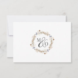 Tarjeta Pequeña Ampersand Monogram Boda Wildflower