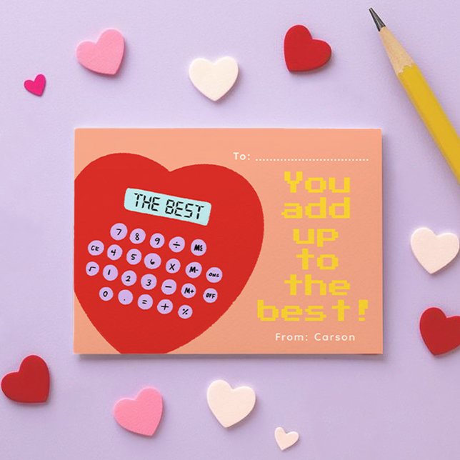 Tarjeta Pequeña Añadir Al Mejor El día de San Valentín De Aula (You Add Up To The Best Classroom Valentine's Day Note Card)