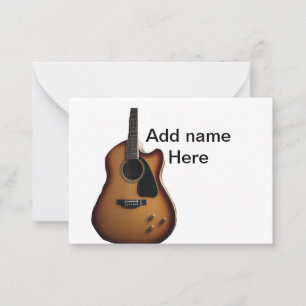 Tarjeta Pequeña Añadir el nombre texto guitarra acústica marrón ed