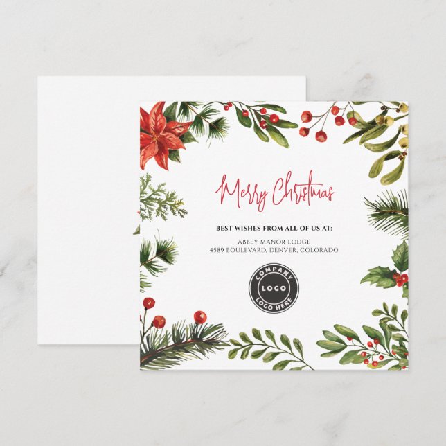 Tarjeta Pequeña Añadir logotipo de negocios Feliz Navidad (Anverso / Reverso)