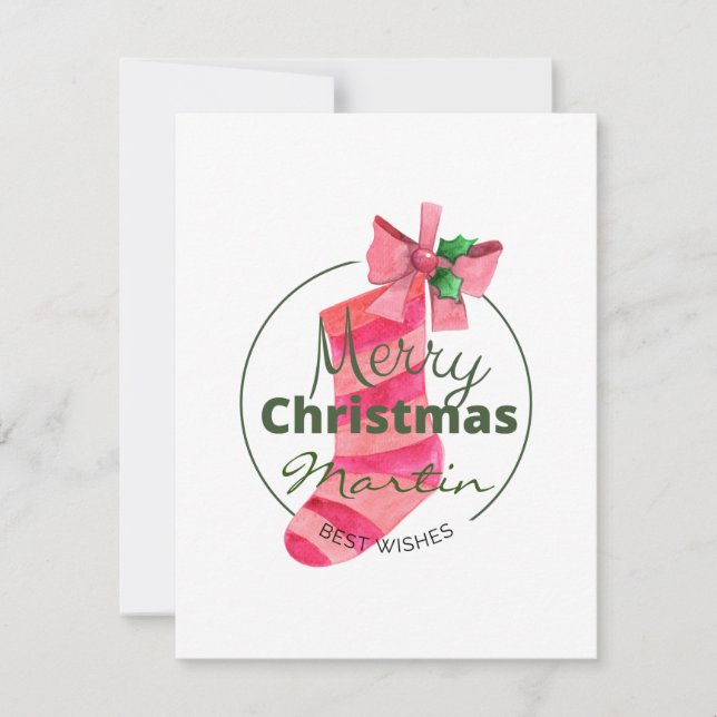 Tarjeta Pequeña Añadir tu nombre Navidades rosados lindos moda de  (Anverso)