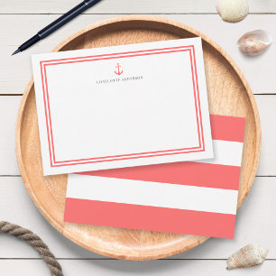 Tarjeta Pequeña Ancla de Color Personalizado y Rayas Blancas Perso