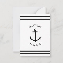 Tarjeta Pequeña Ancla personalizado Emblem Nautical (blanco y negr
