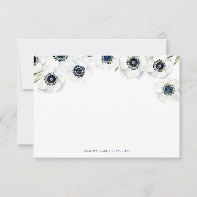 Tarjeta Pequeña Anemone de medianoche | Boda floral (Anverso)