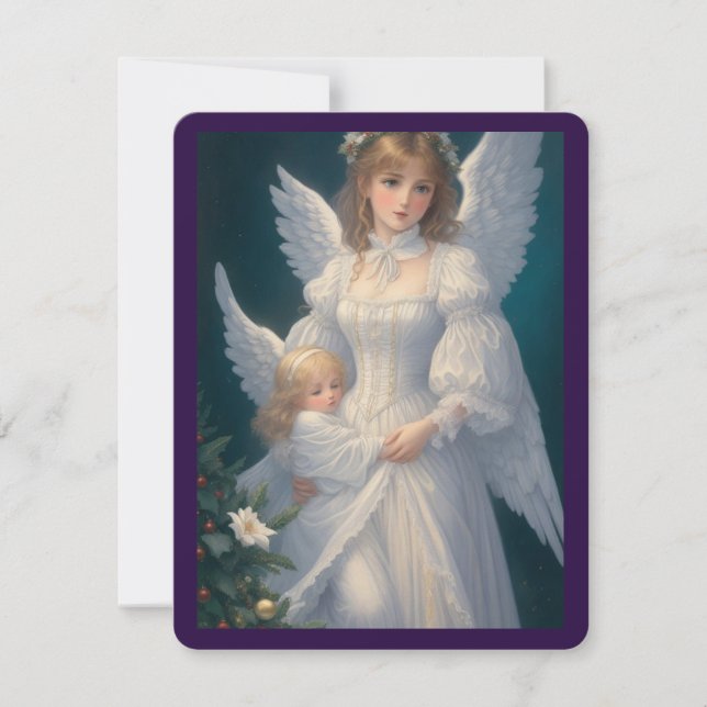 Tarjeta Pequeña Ángel de los Navidades retro victorianos (Anverso)