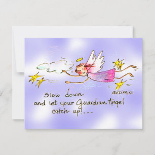 Tarjeta Pequeña Angel In Purple & Gold Stars (Ángel en púrpura y e