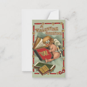 Tarjeta Pequeña Ángel vintage del Día de San Valentín, Cupido leye