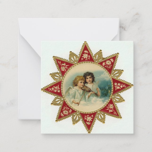 Tarjeta Pequeña Ángeles de Navidad vintage (Anverso)
