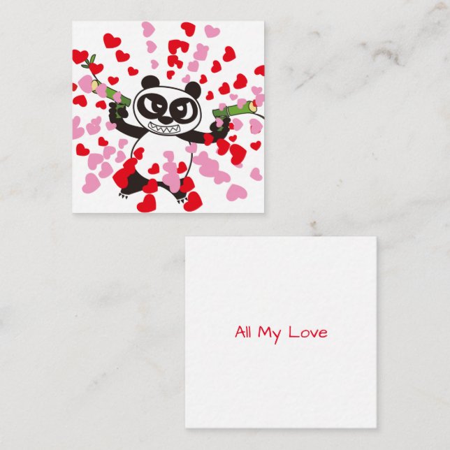 Tarjeta Pequeña AngryFacePanda Feliz día de San Valentín (Anverso / Reverso)