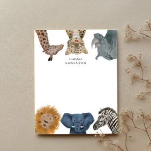 Tarjeta Pequeña Animales de Safari Adorables para Niños