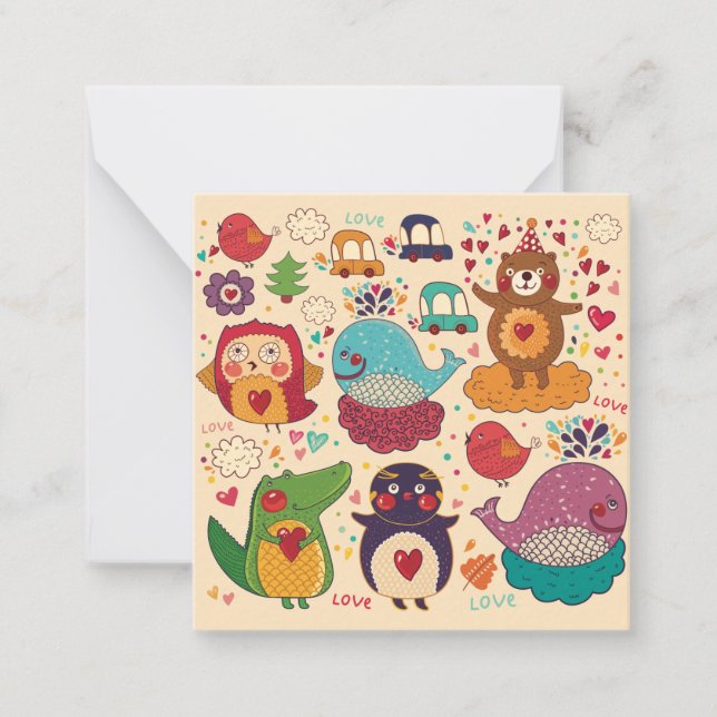 Tarjeta Pequeña Animales decorativos (Anverso)