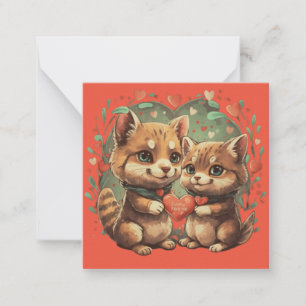 Tarjeta Pequeña Animales del día de San Valentín enamorados