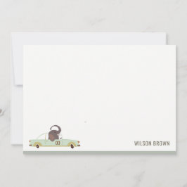 Tarjeta Pequeña Animales Lindo en la Ciudad de Coches Carretera Cu