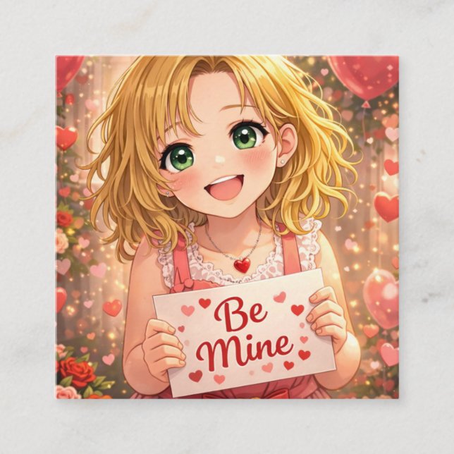 Tarjeta Pequeña Anime Girls Classroom Valentines exchange Cards (Anverso)