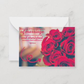 Tarjeta Pequeña Aniversario de bodas de plata / Felicitación de bo