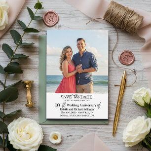 Tarjeta Pequeña Aniversario de Bodas número 10 Foto para Save the
