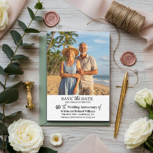 Tarjeta Pequeña Aniversario de Bodas número 40 Foto para Guardar l