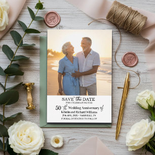 Tarjeta Pequeña Aniversario de Bodas número 50 Foto para Guardar l