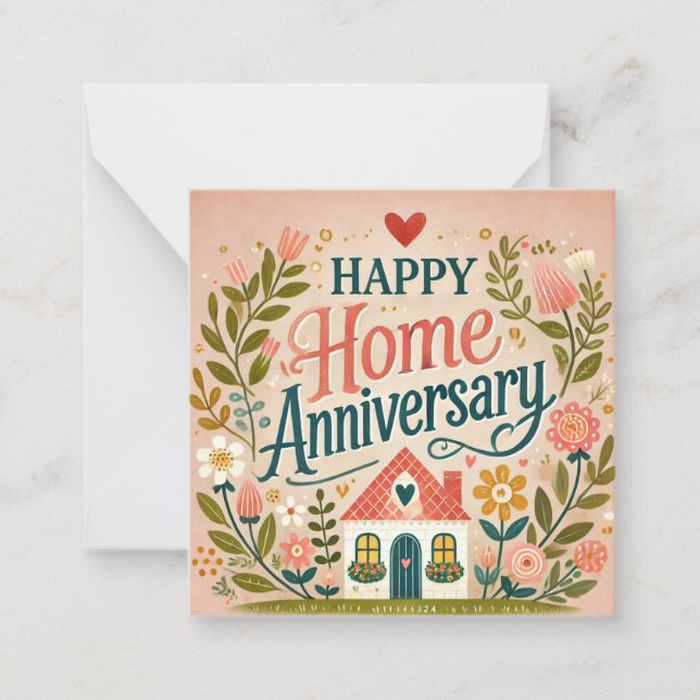 Tarjeta Pequeña Aniversario de Feliz Hogar (Anverso)