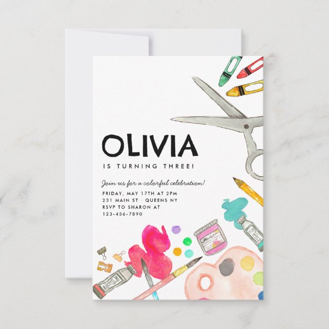 Tarjeta Pequeña Aniversario de la pintura de Fiesta de pintura de  (Anverso)