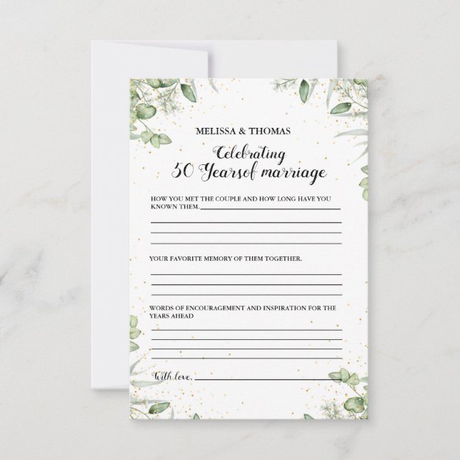 Tarjeta Pequeña Aniversario moderno 50 juego de fiesta de boda (Anverso)